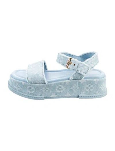 Pre-owned Louis Vuitton Denim Printed Sandals In Blue