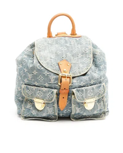Pre-owned Louis Vuitton Denim Sac A Dos Gm Backpack In Blue