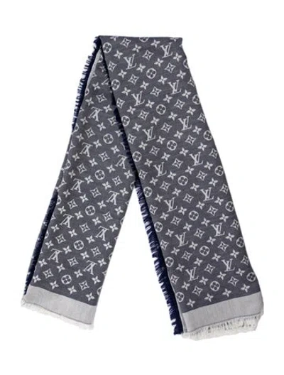 Pre-owned Louis Vuitton Denim Silk Shawl In Blue