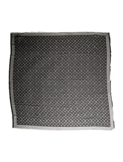 Pre-owned Louis Vuitton Denim Silk Shawl In Gray