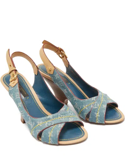 Pre-owned Louis Vuitton Denim Slingback Sandals In Blue