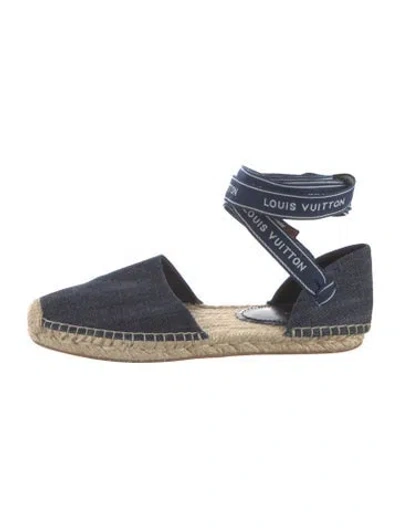 Pre-owned Louis Vuitton Denim Whipstitch Trim Espadrilles In Blue