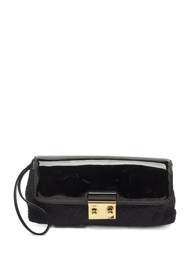 Pre-owned Louis Vuitton Dentelle Embroidered Clutch Bag In Black