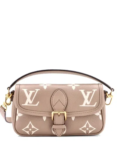 Pre-owned Louis Vuitton Diane Nm Handbag Bicolor Monogram Empreinte Giant Nano Shoulder Bag In Neutral