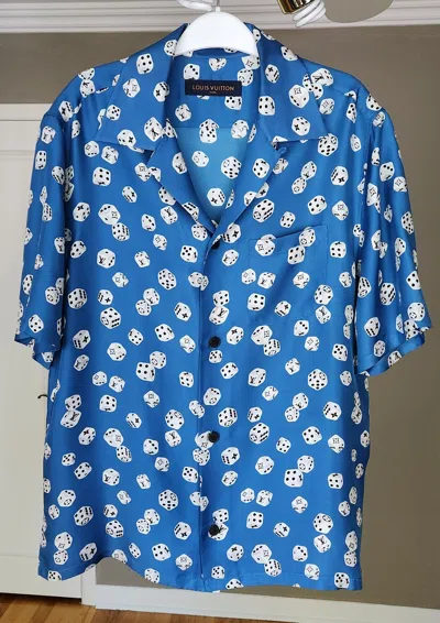 Pre-owned Louis Vuitton Dice Silk Shirt In Blue | ModeSens