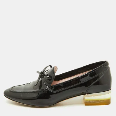 Pre-owned Louis Vuitton Dior Black Patent Leather Bow Slip On Loafer Pumps Size 37.5