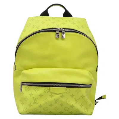 Pre-owned Louis Vuitton Discovery Backpack Monogram Taigarama Yellow Leather Backpack Bag ()