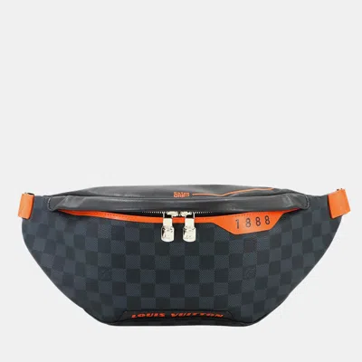 Pre-owned Louis Vuitton Discovery Bumbag Ebene Damier Cobalt Canvas Body Bag In Black