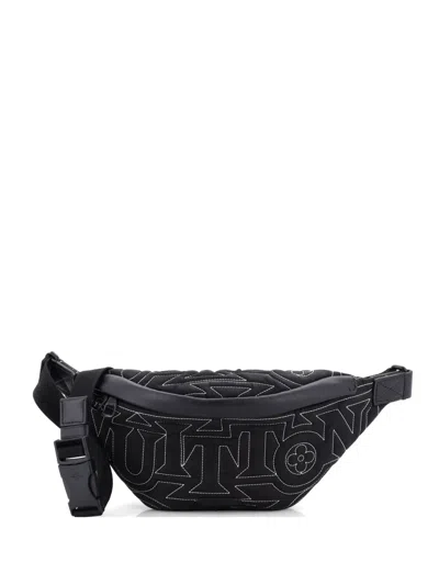 Pre-owned Louis Vuitton Discovery Bumbag Limited Edition Snow Capsule Embroidered Monogram Nylon Belt Bag In Black