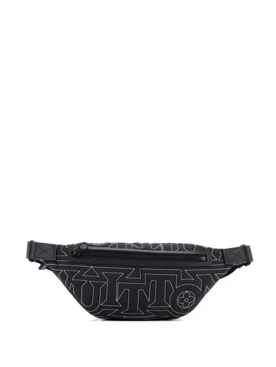 Pre-owned Louis Vuitton Discovery Bumbag Limited Edition Snow Capsule Embroidered Monogram Nylon Belt Bag In Black