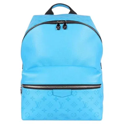 Pre-owned Louis Vuitton Discovery Leather Backpack Gm In Blue