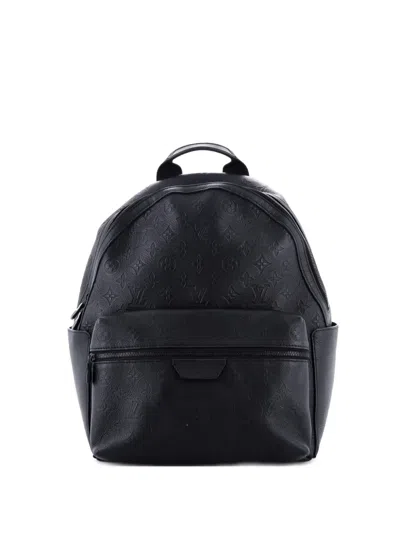 Pre-owned Louis Vuitton Discovery Monogram Shadow Leather Pm Backpack In Black