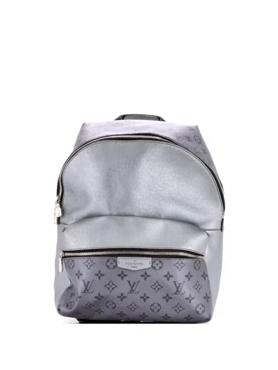 Pre-owned Louis Vuitton Discovery Monogram Taigarama Pm Backpack In Silver