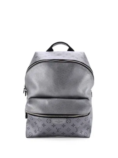 Pre-owned Louis Vuitton Discovery Monogram Taigarama Pm Backpack In Silver