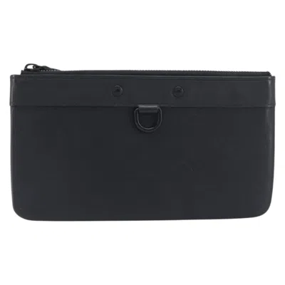 Pre-owned Louis Vuitton Discovery Pochette Monogram Shadow Leather Black Leather Clutche & Pouche Bag (pre-own