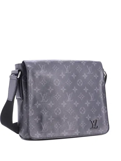 Pre-owned Louis Vuitton District Messenger Bag Monogram Eclipse Canvas Pm Crossbody Bag In Black
