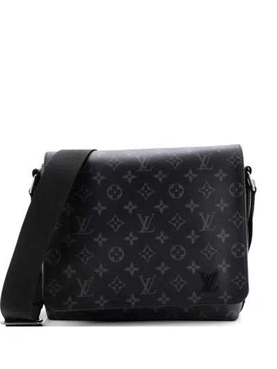 Pre-owned Louis Vuitton District Messenger Bag Monogram Eclipse Canvas Pm Crossbody Bag In Black