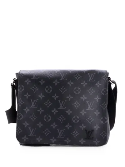 Pre-owned Louis Vuitton District Messenger Bag Monogram Eclipse Canvas Pm Crossbody Bag In Black