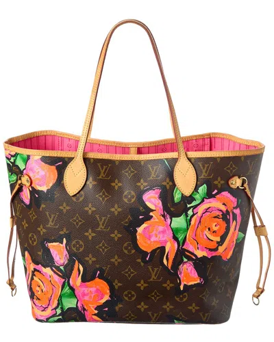 Pre-owned Louis Vuitton Dnu Inv  Brown Monogram Roses Coated Canvas Neverfull (authentic Pre- Loved)