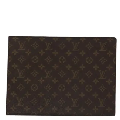 Pre-owned Louis Vuitton Document Case Brown Canvas Clutch Bag ()