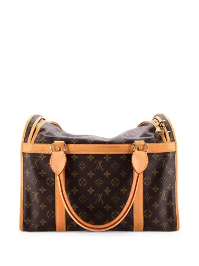 Pre-owned Louis Vuitton Dog Carrier Bag Monogram Canvas 40 Satchel In Brown