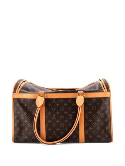 Pre-owned Louis Vuitton Dog Carrier Bag Monogram Canvas 50 Satchel In Brown