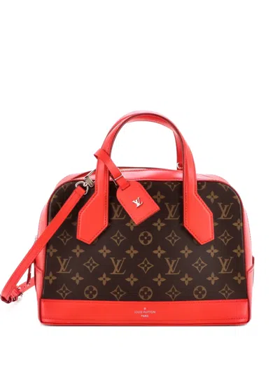 Pre-owned Louis Vuitton Dora Handbag Monogram Canvas And Calfskin Pm Satchel In Brown
