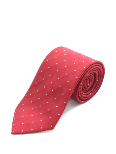 Pre-owned Louis Vuitton Dot-pattern Silk Tie In Red
