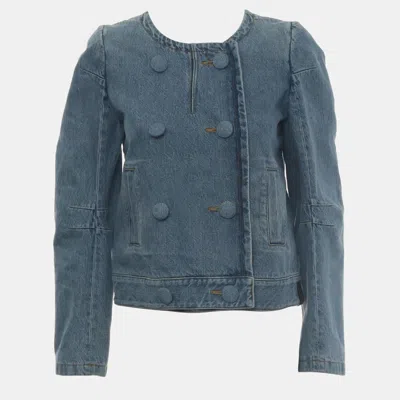 Pre-owned Louis Vuitton Double Breasted Denim Jacket In Blue