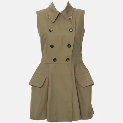 Pre-owned Louis Vuitton Double Breasted Gabardine Dress Size M In Brown