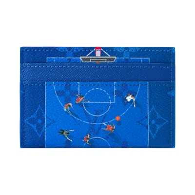 Pre-owned Louis Vuitton Double Card Holder 'basketball Blue Monogram Canvas' | Men's Size Onesize