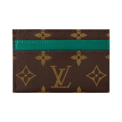 Pre-owned Louis Vuitton Double Card Holder 'borneo Green/brown Monogram Canvas' | Men's Size Onesize