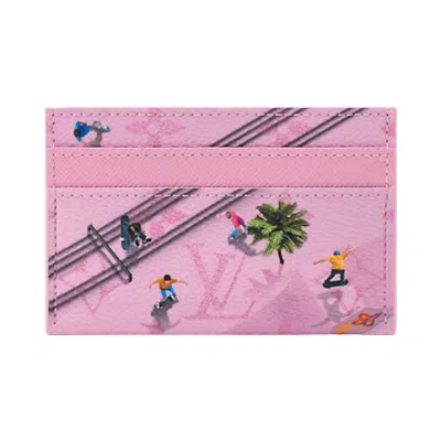 Pre-owned Louis Vuitton Double Card Holder 'skateboard Pink Monogram Canvas' | Men's Size Onesize