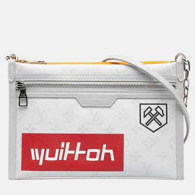 Pre-owned Louis Vuitton Double Flat Antartica Messenger Gray Monogram Canvas Shoulder Bag