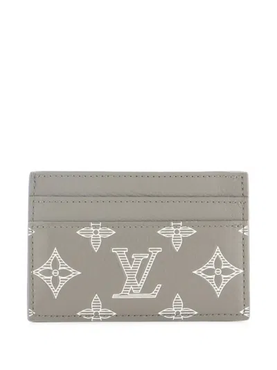 Pre-owned Louis Vuitton Double Monogram Shadow Leather Card Holder In Green