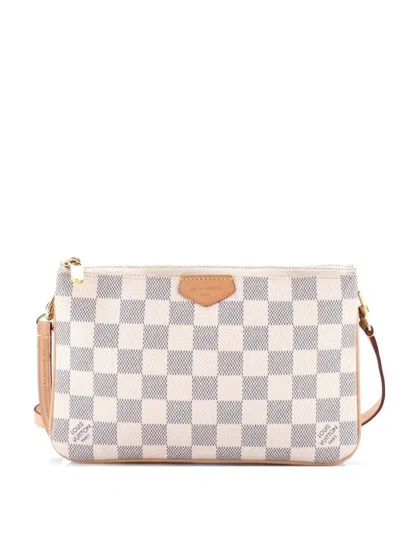 Pre-owned Louis Vuitton Double Zip Pochette Damier Clutch Bag In White