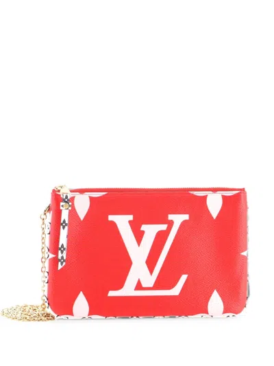 Pre-owned Louis Vuitton Double Zip Pochette Limited Edition Colored Monogram Giant Clutch Bag In Pink