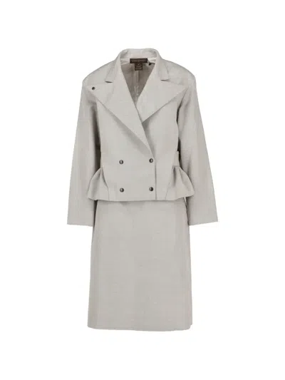 Pre-owned Louis Vuitton Double-breasted-jacket And Skirt Set In Neutral