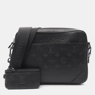 Pre-owned Louis Vuitton Duo Messenger Shoulder Bag Monogram Shadow Black Mens