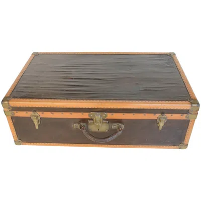Pre-owned Louis Vuitton Early 20th Century Luggage Suitcase Brown Leather Brass Locks