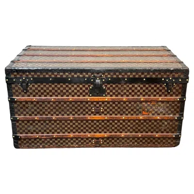 Pre-owned Louis Vuitton Early  Damier Canvas Steamer Trunk, Circa 1890, #43934 In Brown
