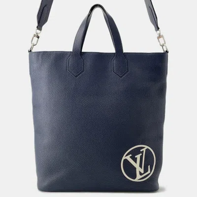 Pre-owned Louis Vuitton East Side Tote Navy Taurillon Leather In Blue