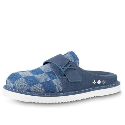 Pre-owned Louis Vuitton Easy Mules 'blue Denim Plaid'