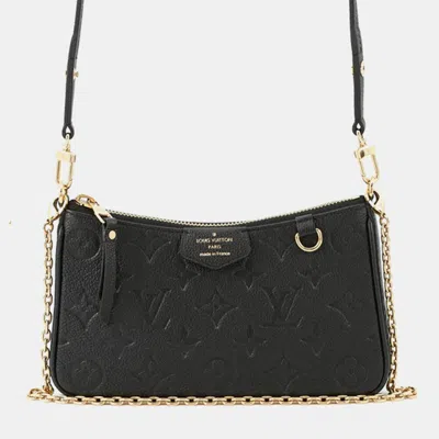 Pre-owned Louis Vuitton Easy Pouch Noir Monogram Empreinte Leather In Black