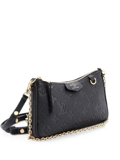 Pre-owned Louis Vuitton Easy Pouch On Strap Monogram Empreinte Leather Shoulder Bag In Black