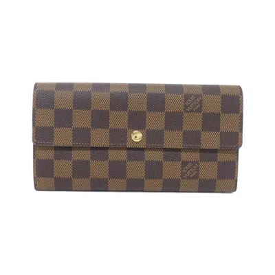 Pre-owned Louis Vuitton Ebene Coated Canvas Long Wallet (bi-fold) () In Brown