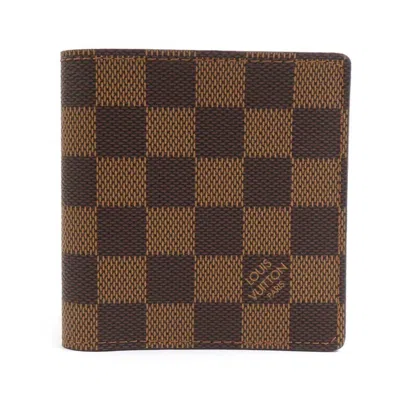 Pre-owned Louis Vuitton Ebene Damier Canvas Wallet (bi-fold) () In Brown