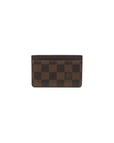 Pre-owned Louis Vuitton Ebene Damier Card Holder In Brown