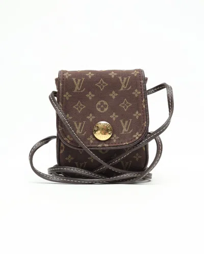 Pre-owned Louis Vuitton Ebene Monogram Mini Lin Canvas Pochette