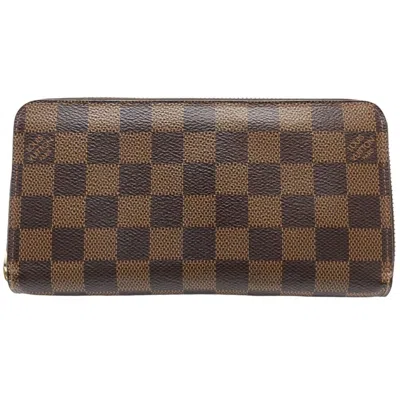 Pre-owned Louis Vuitton Ebene Rose Ballerine Canvas Long Wallet (bi-fold) () In Ebene, Rose Ballerine